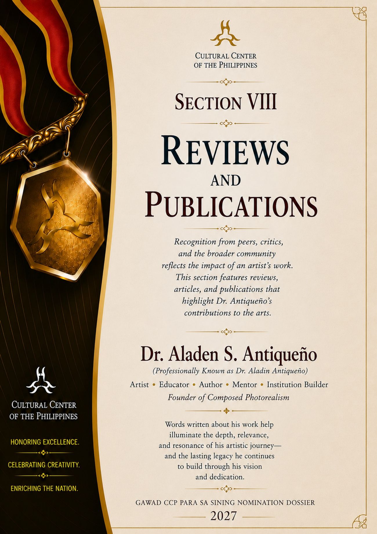 Section VIII — Reviews and Publications