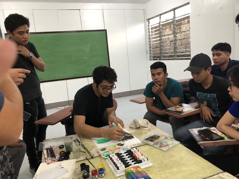 Dr. Antiqueño teaching a watercolor class